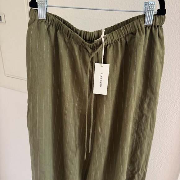 NWT Elce Khaki Stripe Drawstring Casual Pant in XS - Picture 7 of 7
